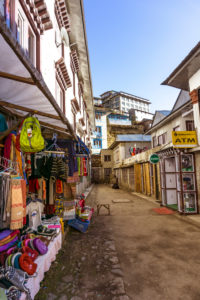 Street scene Namche Bazar, commercial street, market Street scene Namche Bazar, commercial street, market